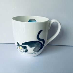 Charming Cat Illustration Mug in Black and White